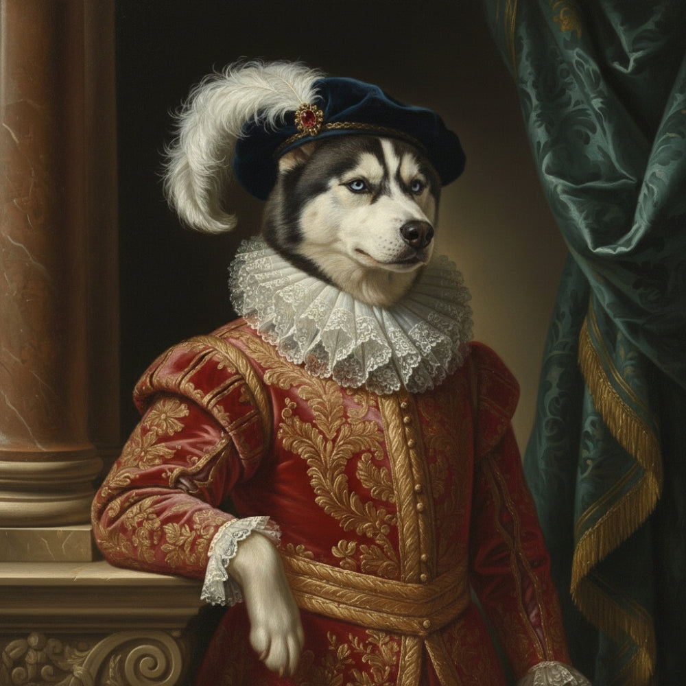 Crimson Courtier™ – Royal Pet Portrait.